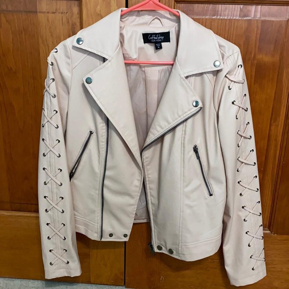 Light pink leather jacket
